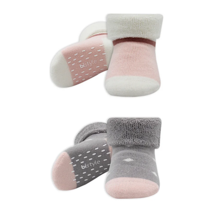 Bistyle Havlu Soket Kaymaz Point Girl, 2'li, Gri, Pudra