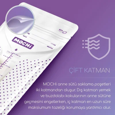 Mochi Anne Sütü Saklama Poşeti, 200 ml, 25 Adet