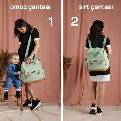 M&Y Holifera Deri Anne Bebek Bakım Çantası, Siyah