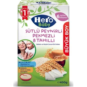 Hero Baby Sütlü 8 Tahıllı Peynirli Pekmezli Ekonomik Paket Kaşık Mama, 400 g