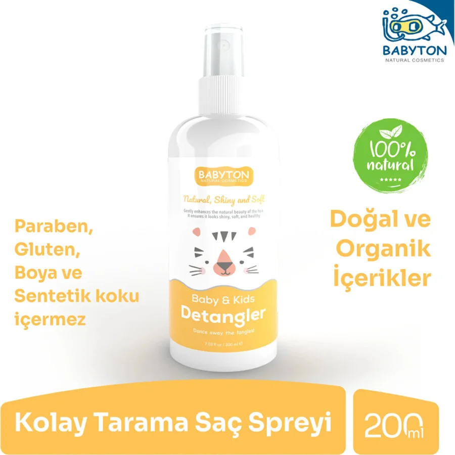 Babyton Bebek ve Çocuklar İçin Kolay Tarama Saç Spreyi, 200 ml