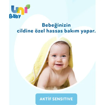 Uni Baby Aktif Sensitive Islak Havlu Mendil, 3'lü, 156 Yaprak