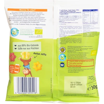 Hipp Organik Havuç Frenk Üzümü Elma Portakal Sulu Tahıl Patlağı, 30 g