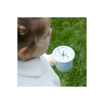 OiOi Ham+Hüp Pipetli Silikon Bardak Seti, Mineral Blue/Powder Gray