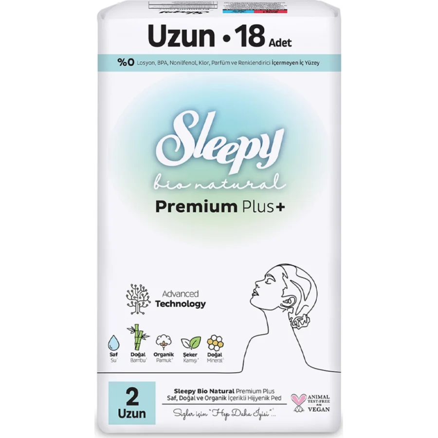 Sleepy Bio Natural Premium Plus Uzun Ped, 18 Adet