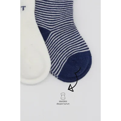 Bistyle 2'Li Big Heart Penye Soket Çorap 10117 Lacivert