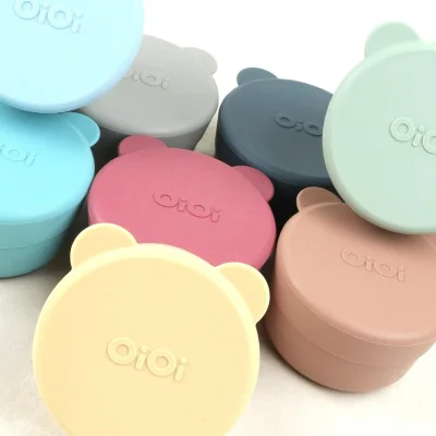 OiOi Silikon Kapaklı Mini Kase Mini Bites Mineral Blue / Powder, 2'li, Gri