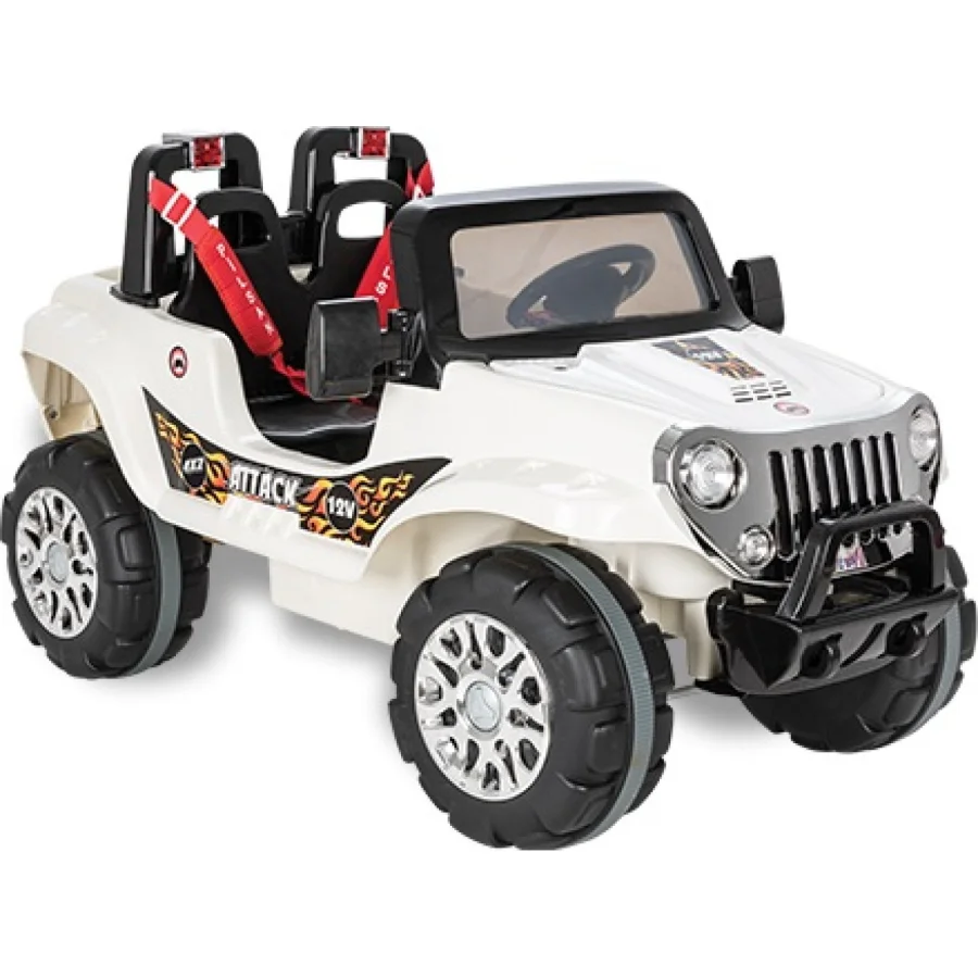 Pilsan Attack Çift Kişilik Uzaktan Kumandalı Akülü Araba, 12 Volt, Beyaz