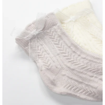 Bistyle Fiyonklu Penye Soket Çorap, 2'li, Taş