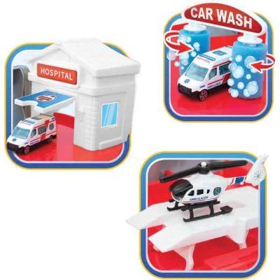 Dede 2 Katlı Hastane Garaj Seti ve Mega Pisti