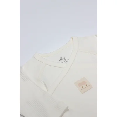 Bistyle Organic Modal Flying Balloons Kruvaze Uzun Kol Body BS17121 Ekru