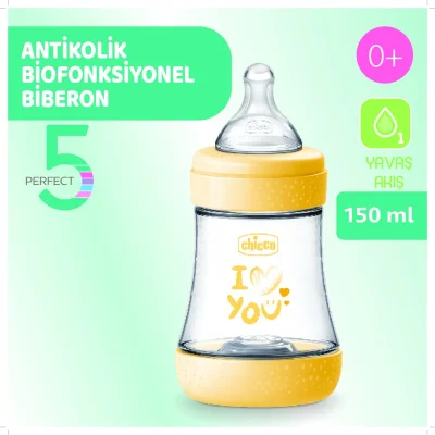 Chicco Perfect 5 Antikolik PP Biberon, 150 ml, Boy