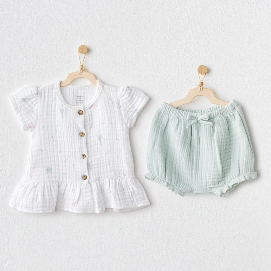 Andywawa Love Family Müslin Zıbın Set, 2'li, Mint