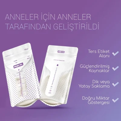 Mochi Anne Sütü Saklama Poşeti, 200 ml, 25 Adet