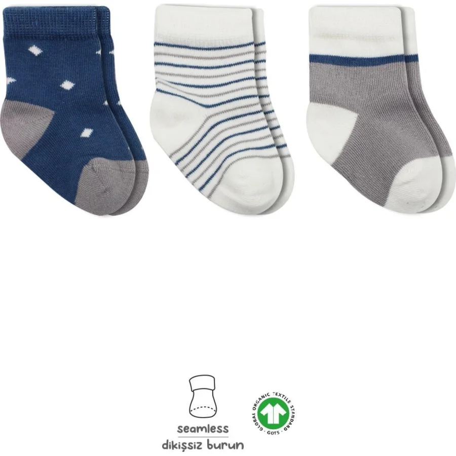 Bistyle 3'Lü Penye Erkek Soket Çorap 10111 İndigo