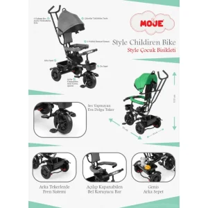 Moje Style 3 Tekerlekli Çocuk Bisikleti, Yeşil