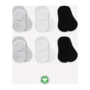 Bistyle Silikonlu Babet Penye Çorap, 6'lı, Gri, Beyaz, Siyah