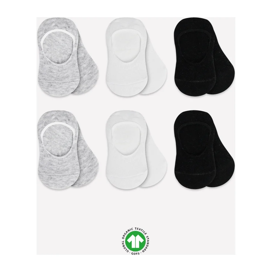 Bistyle Silikonlu Babet Penye Çorap, 6'lı, Gri, Beyaz, Siyah