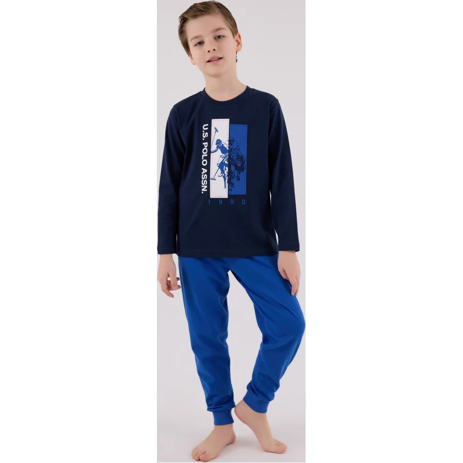 U.S. Polo Assn Uzun Kol Pijama Takım, Lacivert