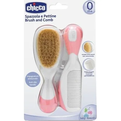 Chicco Fırça ve Tarak Seti, 0 Ay+, Pembe
