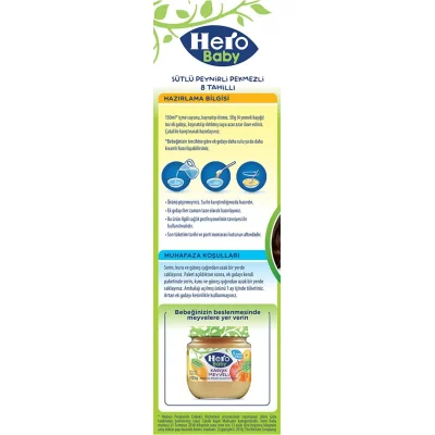 Hero Baby Sütlü 8 Tahıllı Peynirli Pekmezli Kaşık Mama, 200 g