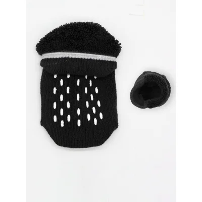 Bistyle 2'Li Altı Havlu Sneakers Kaymaz Çorap 20501 Siyah Ekru