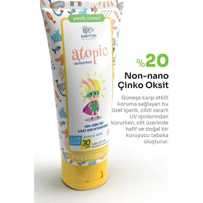 Babyton Atopik Ciltler İçin Güneş Koruyucu Krem, 100 ml