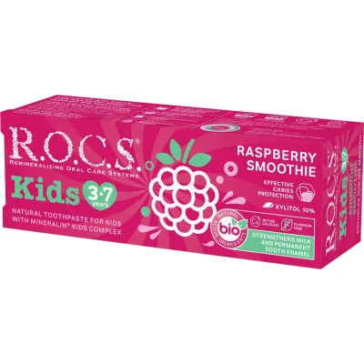 R.O.C.S. Kids Ahududu Smoothie Tadında Florürsüz Diş Macunu 45 Gr