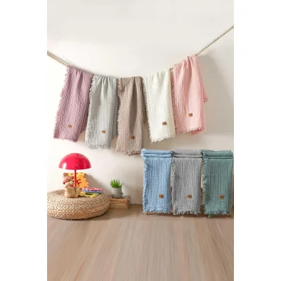 Kanz Bebek Müslin Örtü, 4 Kat, Gül Kurusu