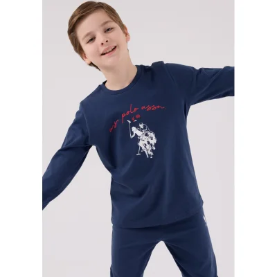 U.S. Polo Assn Uzun Kol Pijama Takım, Koyu İndigo