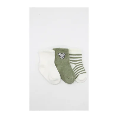 Bistyle Koala Boy Penye Soket Çorap, 3'lü, Ekru