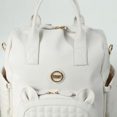 M&Y Kitty Deri Anne Bebek Bakım Sırt Çantası, Krem