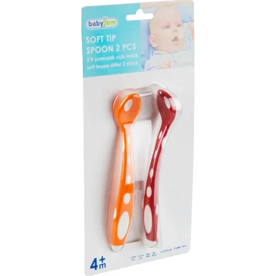 BabyJem Silikon Mama Kaşığı, Turuncu, Kırmızı