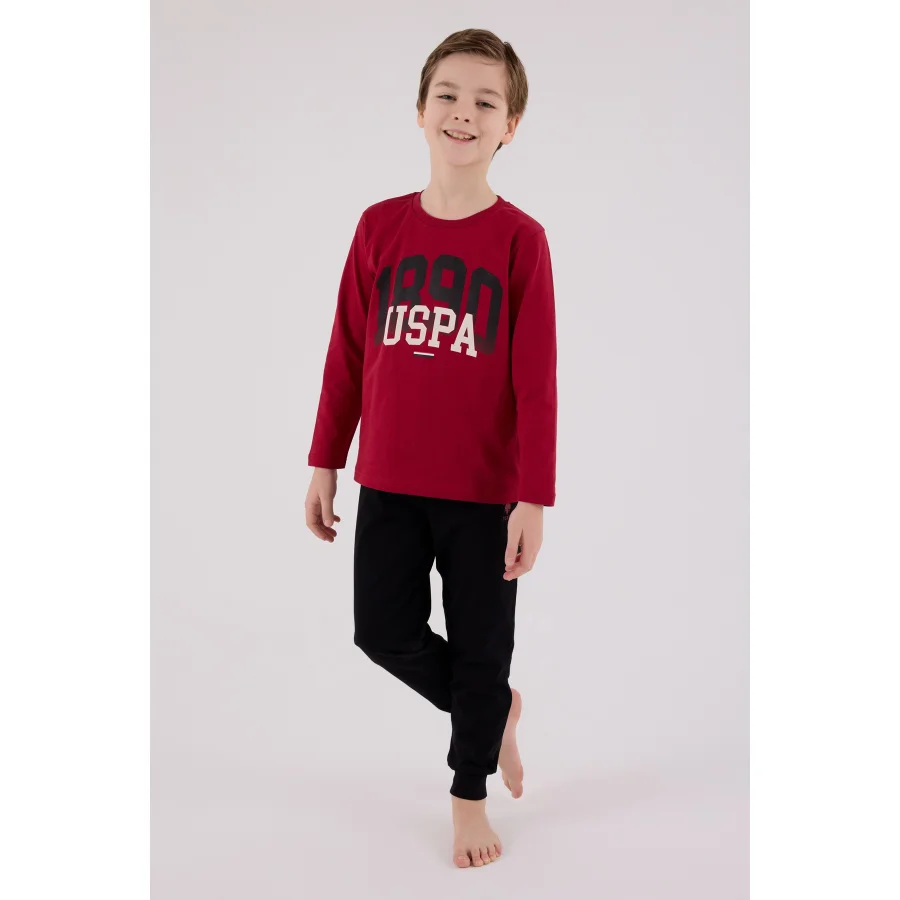 U.S. Polo Assn Uzun Kol Pijama Takım US2203-4 Bordo