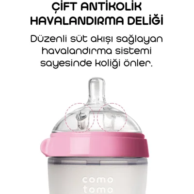 Comotomo Antikolik Silikon Biberon 150 ml 0-3 Ay Pembe