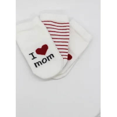 Bistyle Mom Dad Penye Soket Çorap, 3'lü, Ekru