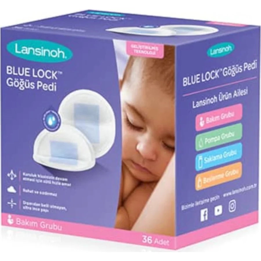 Lansinoh Blue Lock Göğüs Pedi, 36'lı