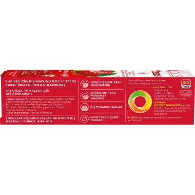 R.O.C.S. Teen Yaban Çileği Diş Macunu 8-18 Yaş 60 ml