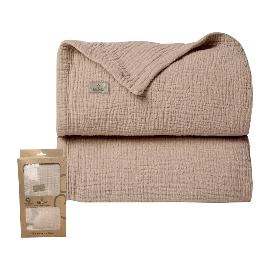 Bistyle Müslin Battaniye, 120x120 cm, Bej