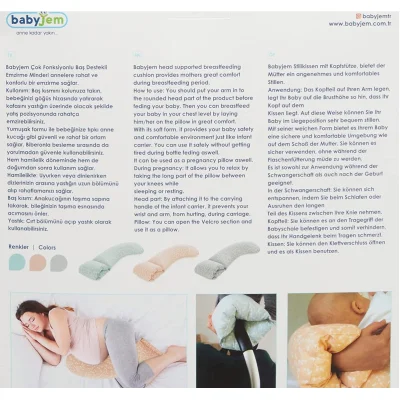 Babyjem Baş Destekli Emzirme Minderi, Gri