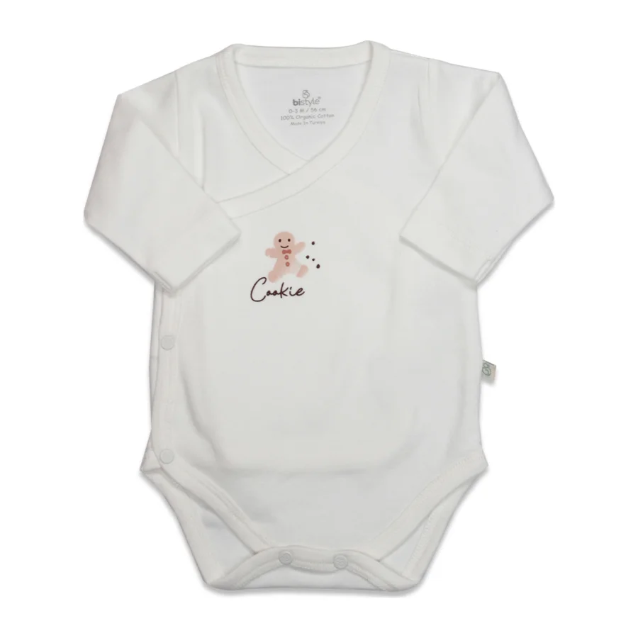 Bistyle Cookies Make Happy Uzun Kol Kruvaze Badi, Ekru