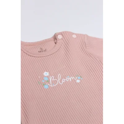 Bistyle Flying Bloom White Yarım Kol Body, 2'li, Ekru, Gül Kurusu