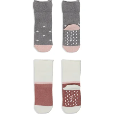 Bistyle Puanlı Kaymaz Havlu Soket Çorap, 2'li, Gri, Pudra