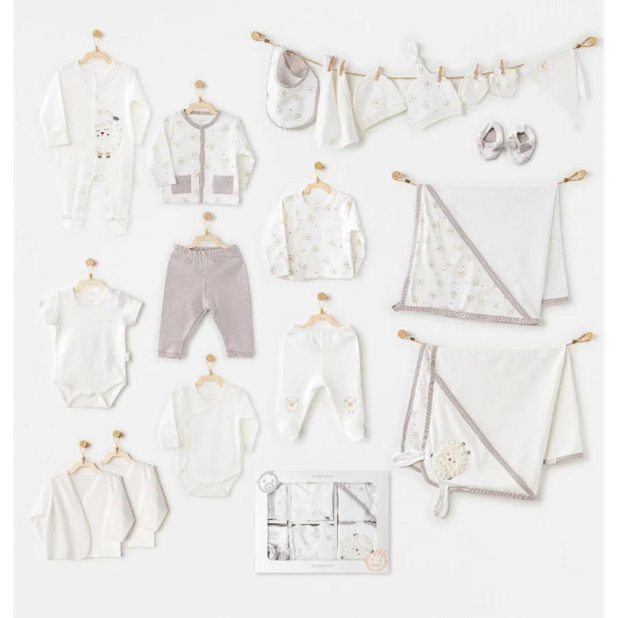Andywawa Newborn Set Tinny Ships Hastane Çıkışı, 20 Parça, Ekru