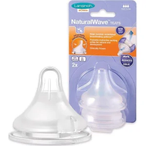 Lansinoh Natural Wave Biberon Emziği, Orta Akış, 2'li