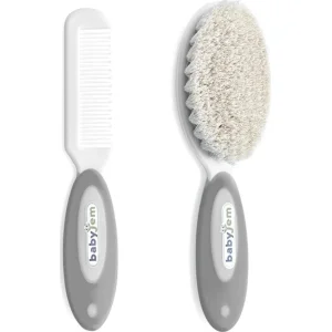 BabyJem Doğal Kıl Fırça Tarak Seti, Gri