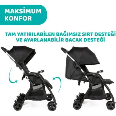 Chicco Ohlala Twin İkiz Bebek Arabası, Black Night