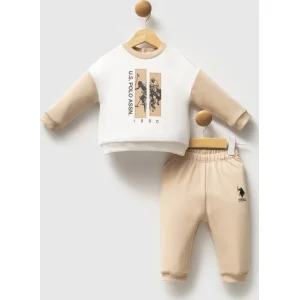 U.S. Polo Assn Takım USB2548 Beyaz-Bej, 2'li, Bej