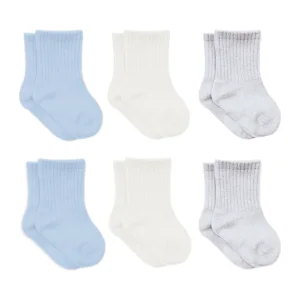 Bistyle Basic Penye Soket Çorap, 6'lı, Mavi, Ekru, Gri