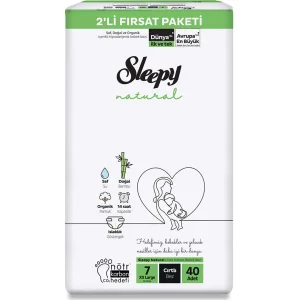 Sleepy Natural Bebek Bezi Fırsat Paketi, 2'li, 7 Beden, 40 Adet